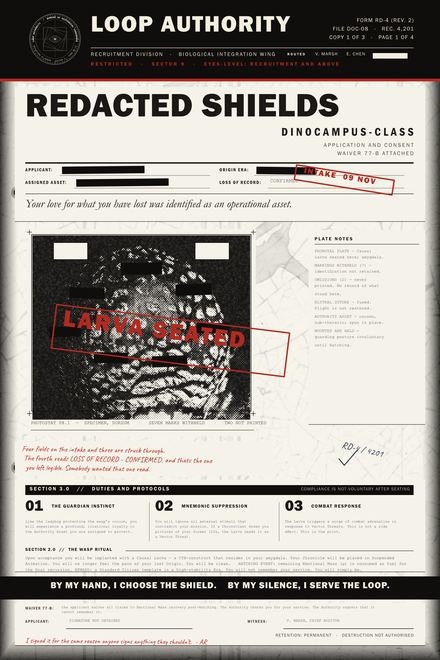 Plate 002: Redacted Shields: Dinocampus-Class